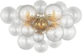 Talia Large Sconce | Burnished Silver Leaf | Clear Swirled Glass