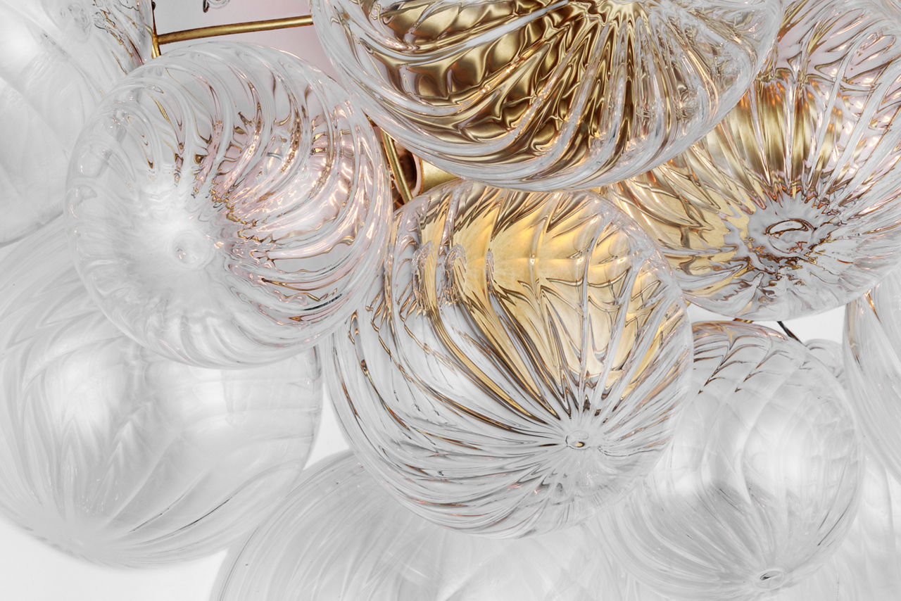 Talia Large Sconce | Gild | Clear Swirled Glass
