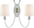 Clarice Double Sconce | Clear Acrylic and Polished Nickel | Linen Shades