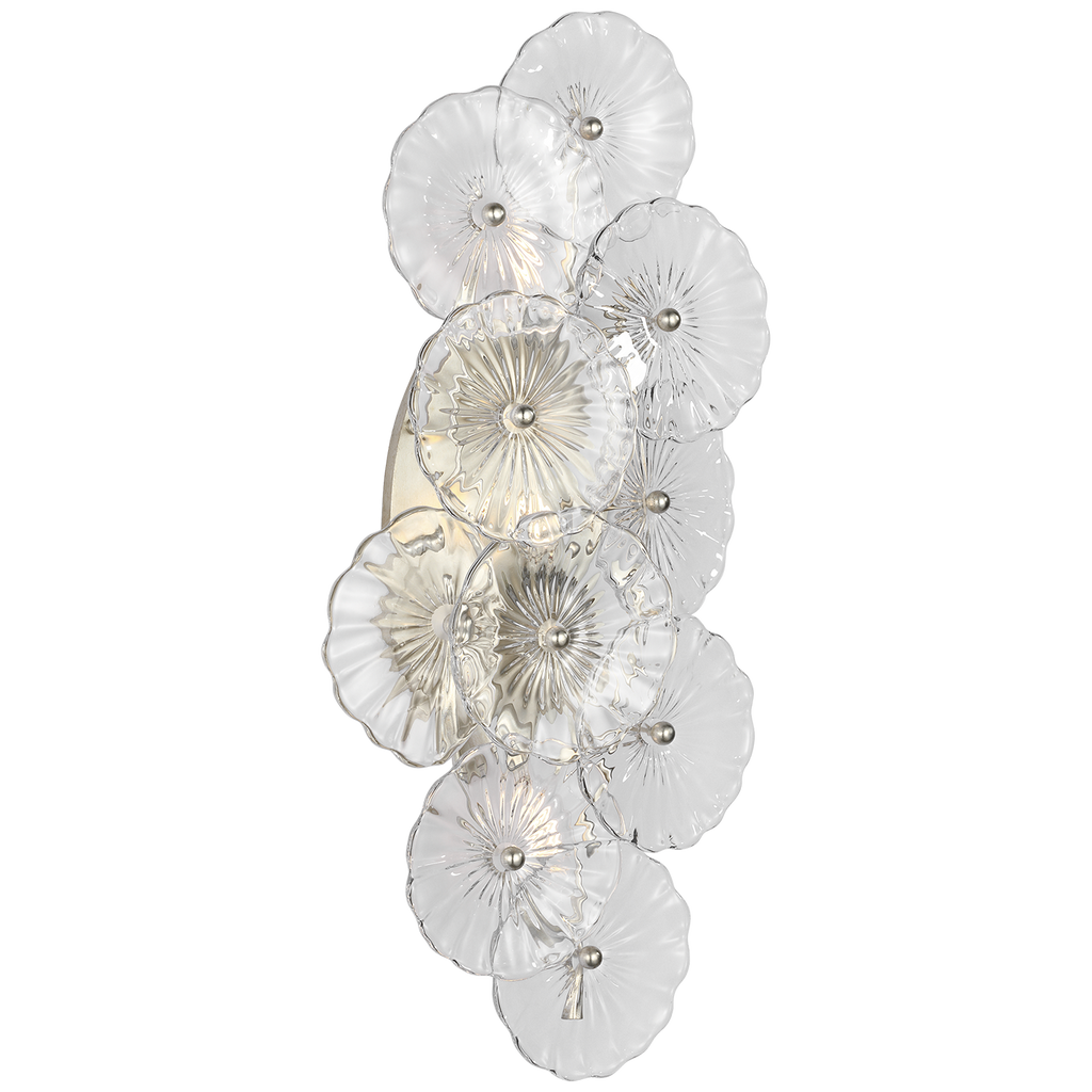 Gianna 21" Layered Sconce | Burnished Silver Leaf | Clear Glass