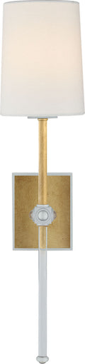 Lucia Medium Tail Sconce | Gild and Crystal | Linen Shade