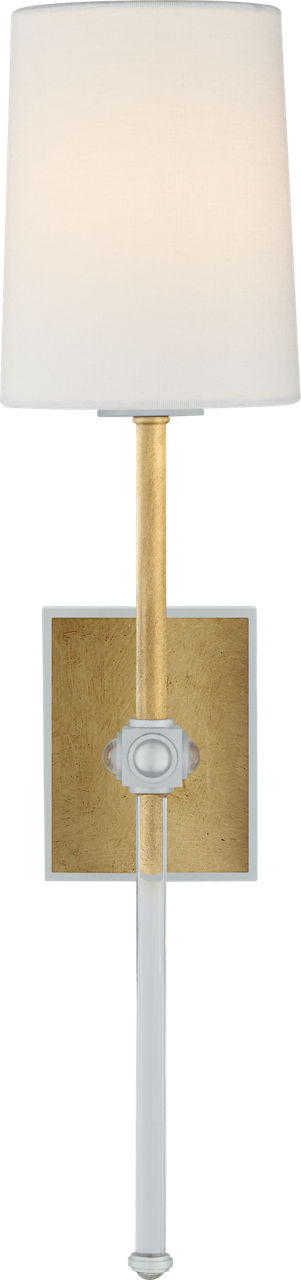 Lucia Medium Tail Sconce | Gild and Crystal | Linen Shade