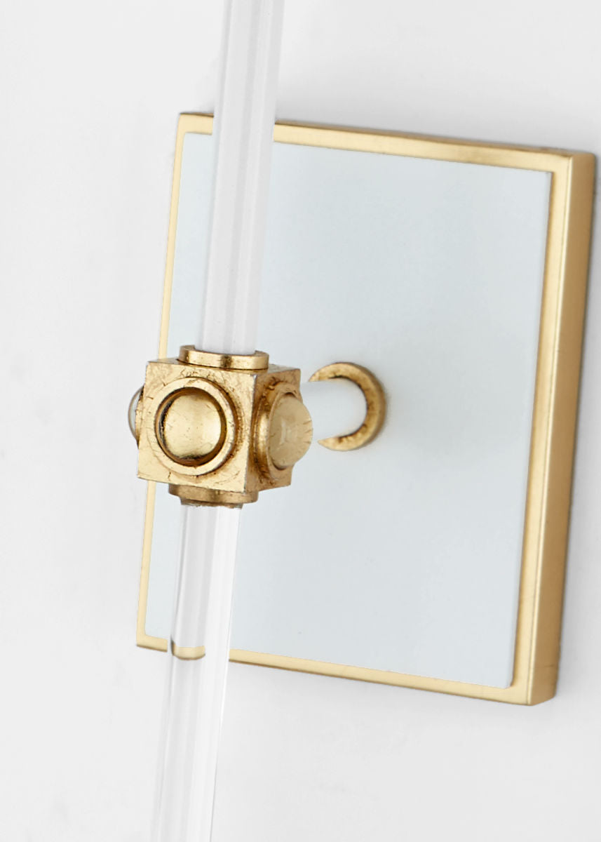 Lucia Medium Tail Sconce | Matte White and Crystal | Linen Shade