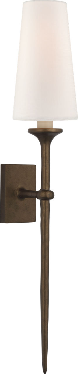 Iberia Single Sconce | Antique Bronze Leaf | Linen Shade