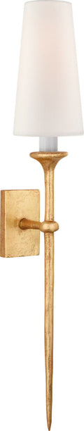 Iberia Single Sconce | Antique Gold Leaf | Linen Shade
