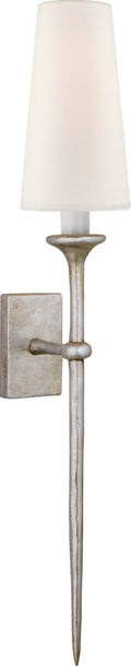 Iberia Single Sconce | Burnished Silver Leaf | Linen Shade