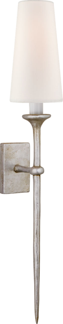 Iberia Single Sconce | Burnished Silver Leaf | Linen Shade