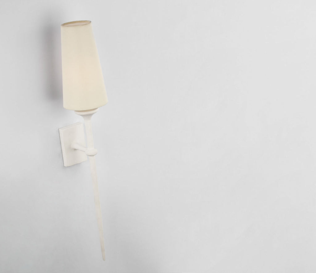 Iberia Single Sconce | Plaster White | Linen Shade