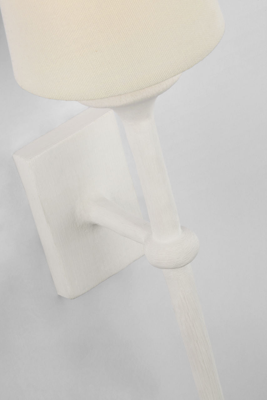 Iberia Single Sconce | Plaster White | Linen Shade