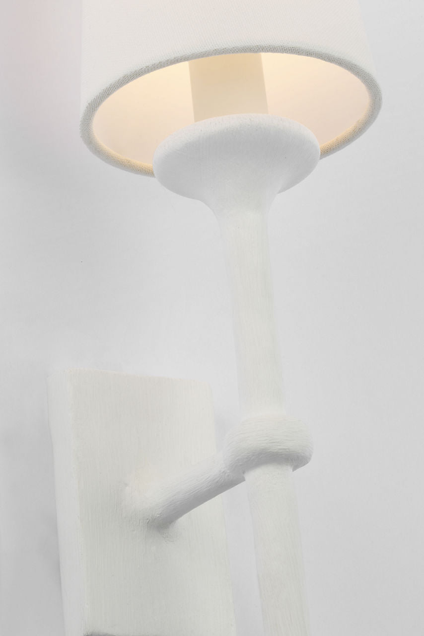 Iberia Single Sconce | Plaster White | Linen Shade