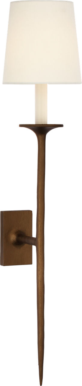 Catina Large Tail Sconce | Antique Bronze Leaf | Linen Shade