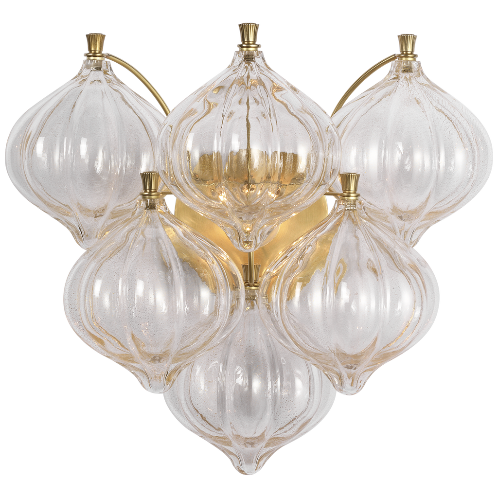 Caselli 15" Sconce | Hand-Rubbed Antique Brass | Gold Fleck Glass