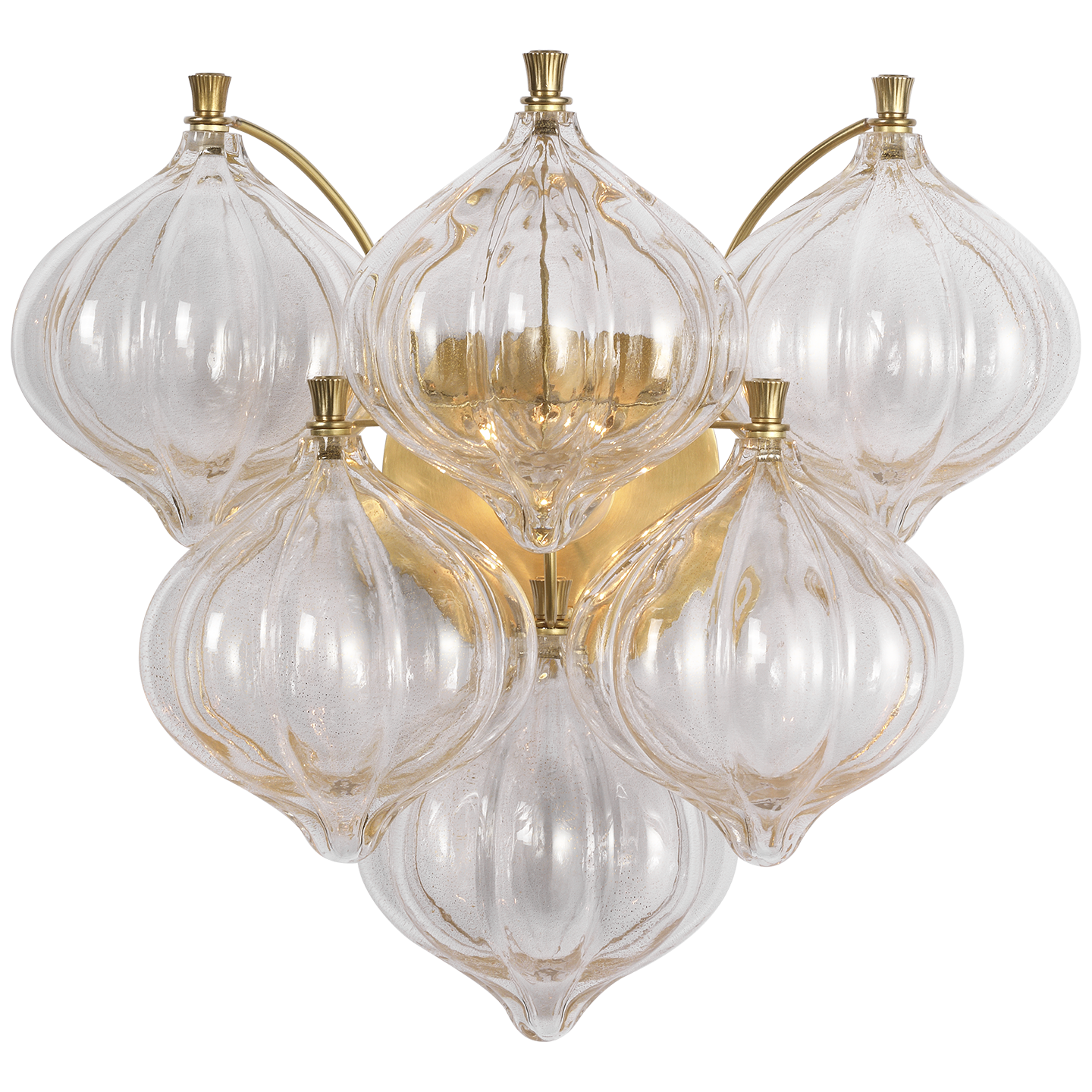 Caselli 15" Sconce | Hand-Rubbed Antique Brass | Gold Fleck Glass