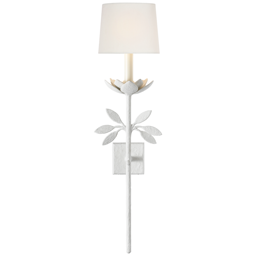 Clementine 34" Tail Sconce | Plaster White | Linen Shade