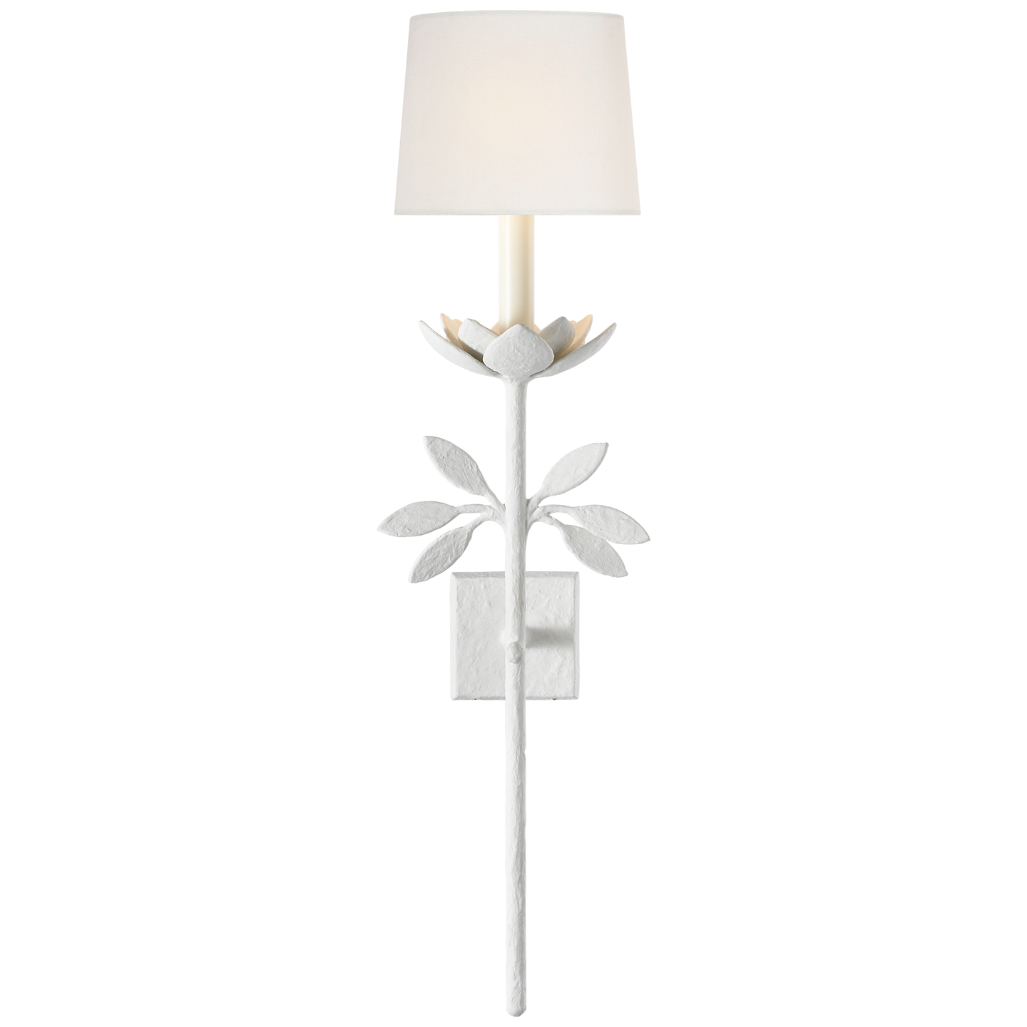 Clementine 34" Tail Sconce | Plaster White | Linen Shade