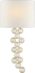 Milazzo Medium Left Sconce | Gild and Crystal | Linen Shade