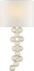 Milazzo Medium Right Sconce | Gild and Crystal | Linen Shade