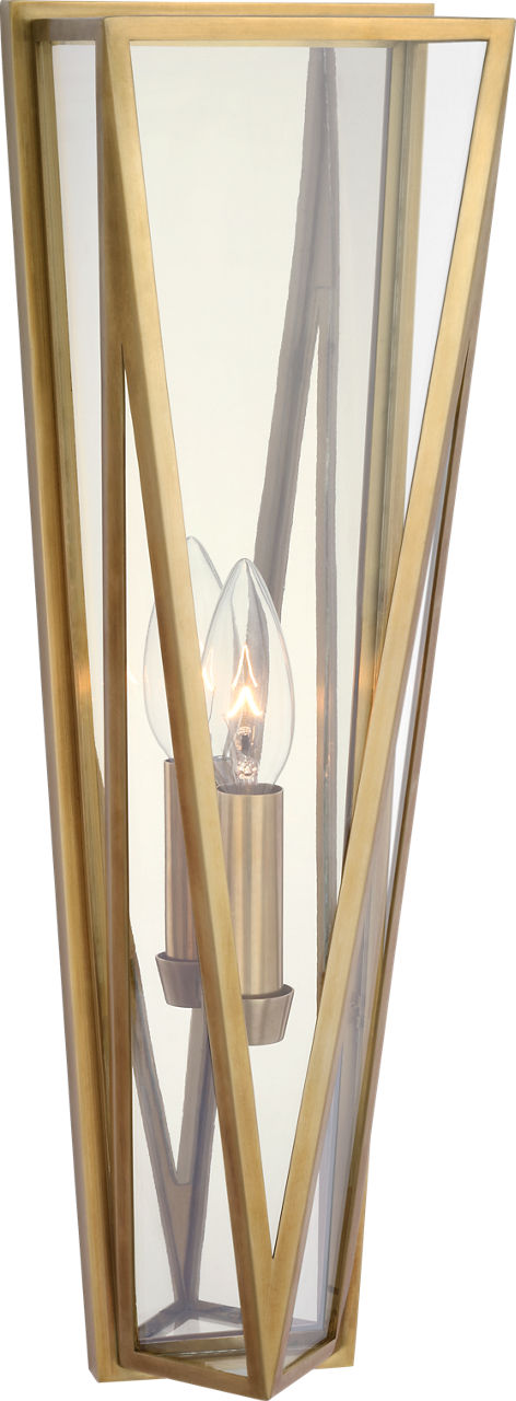Lorino Medium Sconce | Hand-Rubbed Antique Brass | Clear Glass