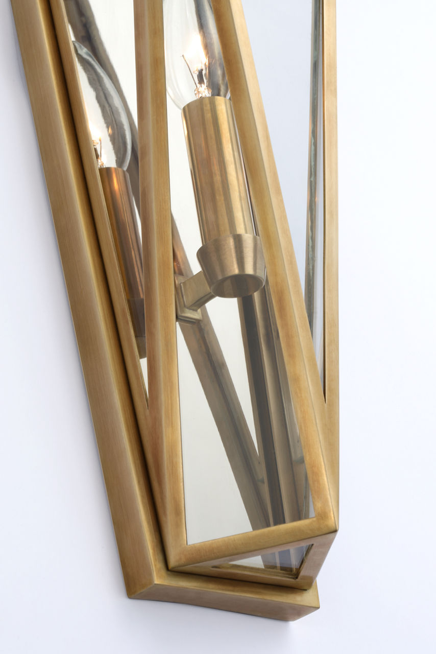 Lorino Medium Sconce | Hand-Rubbed Antique Brass | Clear Glass