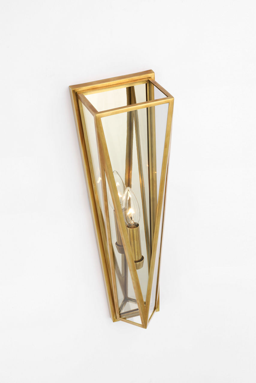 Lorino Medium Sconce | Hand-Rubbed Antique Brass | Clear Glass