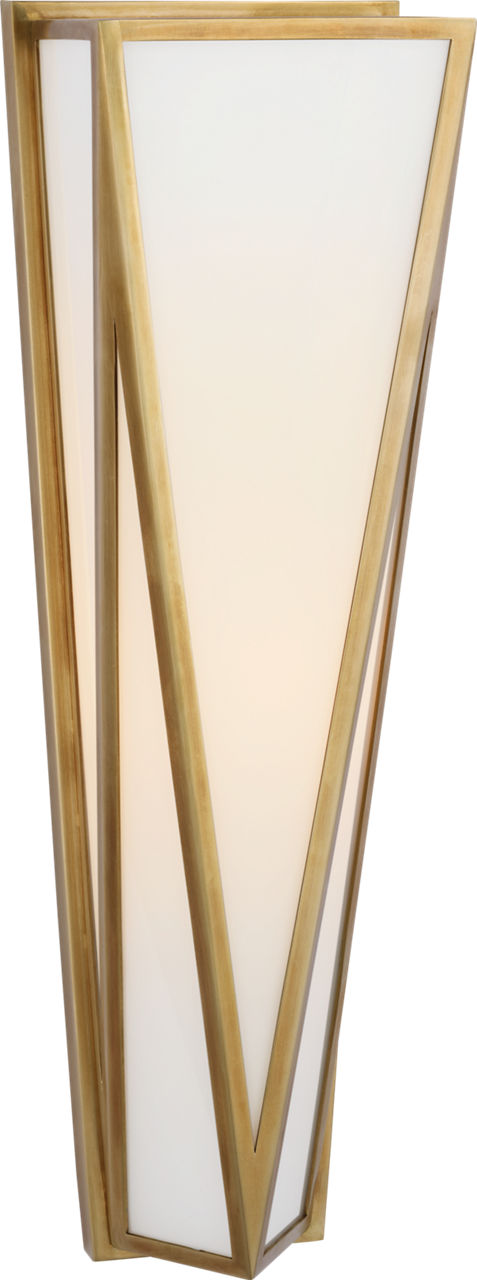 Lorino Medium Sconce | Hand-Rubbed Antique Brass | White Glass