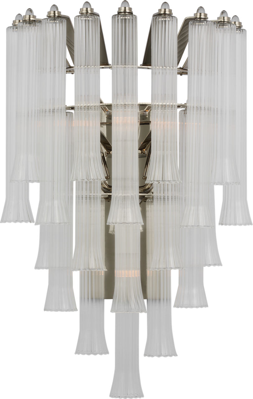 Lorelei Large Waterfall Sconce | Polished Nickel | Clear Glass