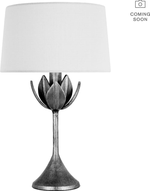 Alberto 17" Cordless Accent Lamp | Antique Bronze Leaf | Linen Shade