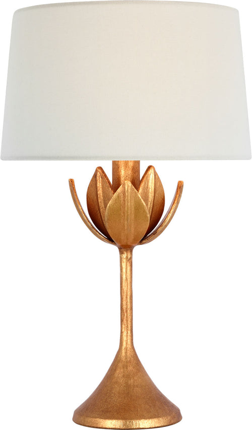 Alberto 17" Cordless Accent Lamp | Antique Gold Leaf | Linen Shade