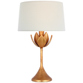 Alberto 17" Cordless Accent Lamp | Antique Gold Leaf | Linen Shade