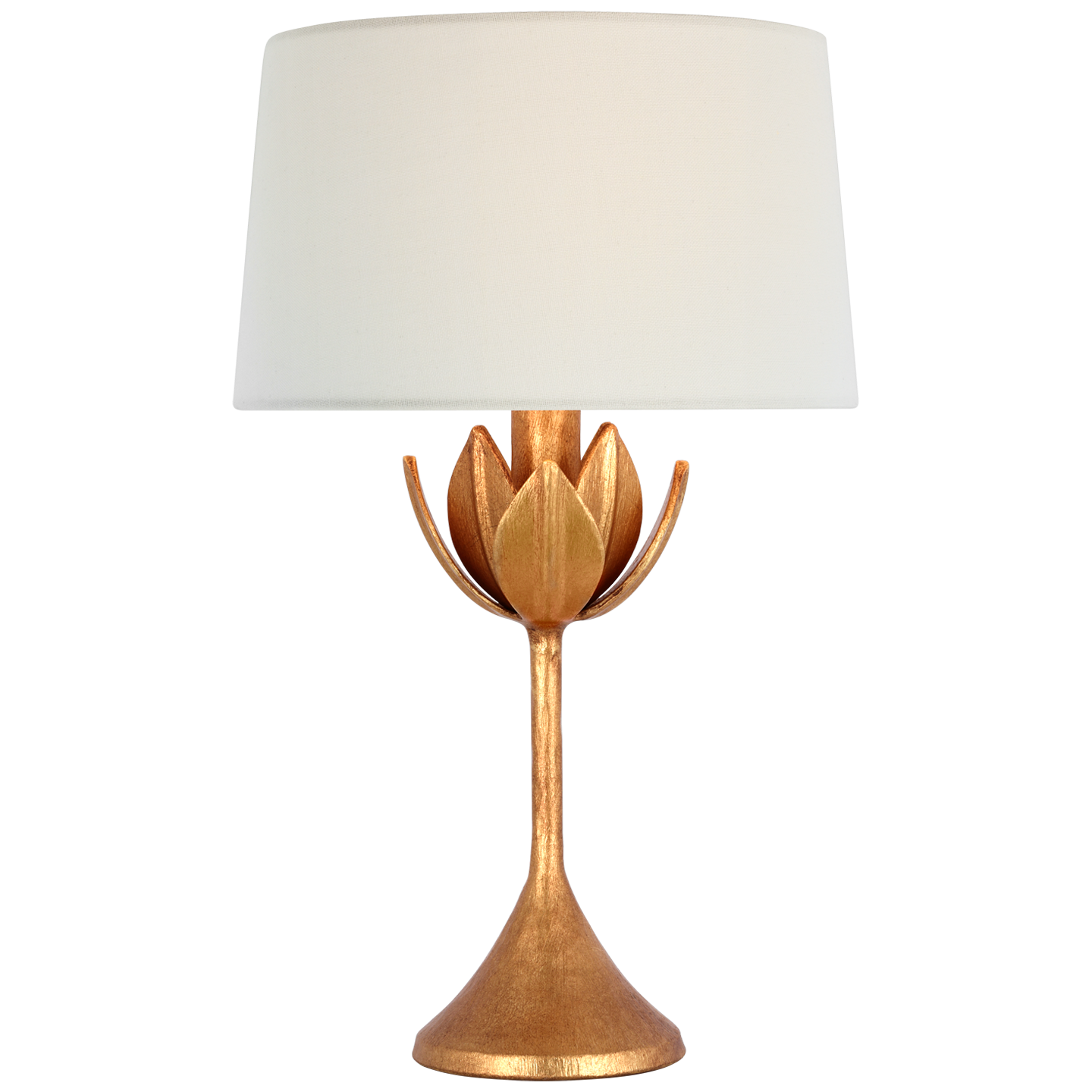 Alberto 17" Cordless Accent Lamp | Antique Gold Leaf | Linen Shade
