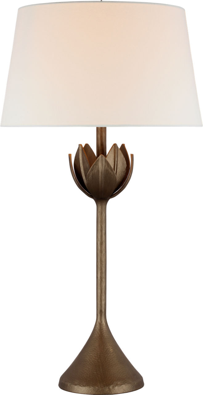 Alberto Large Table Lamp | Antique Bronze Leaf | Linen Shade
