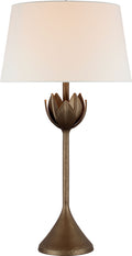 Alberto Large Table Lamp | Antique Bronze Leaf | Linen Shade