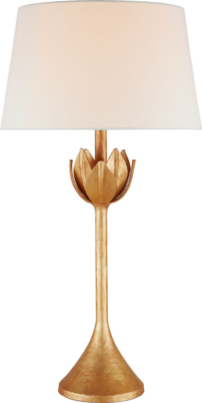 Alberto Large Table Lamp | Antique Gold Leaf | Linen Shade