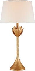 Alberto Large Table Lamp | Antique Gold Leaf | Linen Shade