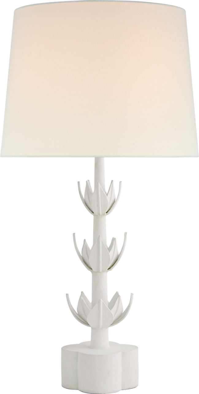 Alberto Large Triple Table Lamp | Plaster White | Linen Shade