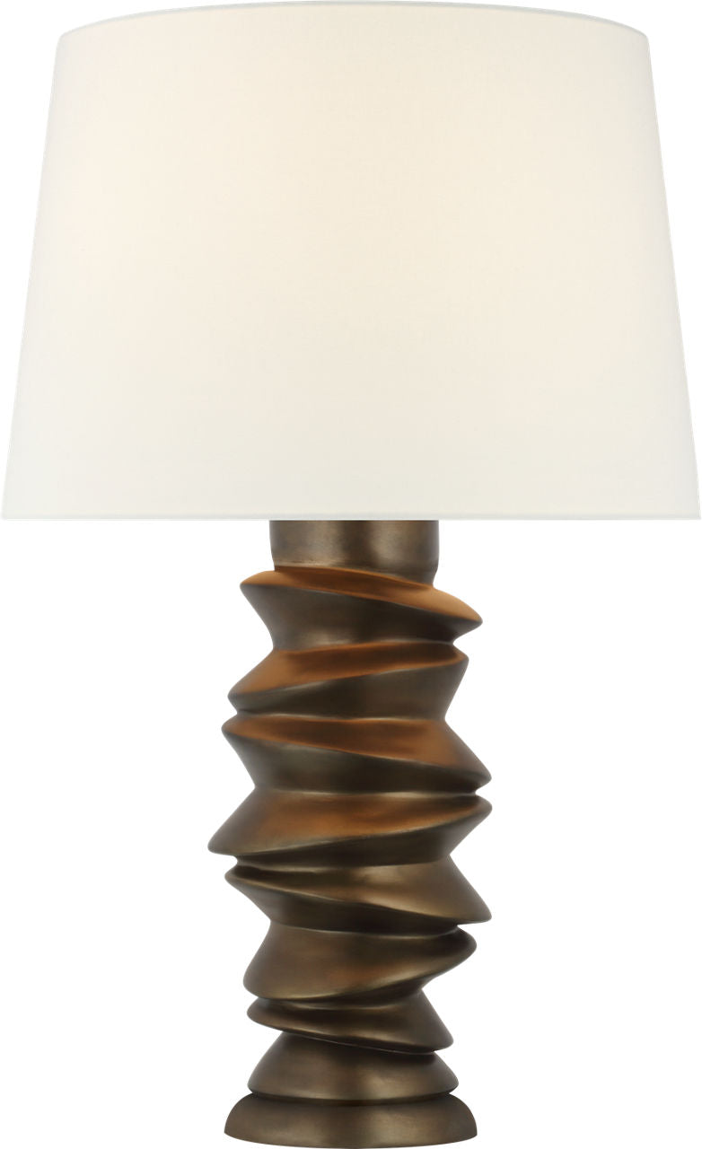 Karissa Medium Table Lamp | Antique Bronze Leaf | Linen Shade