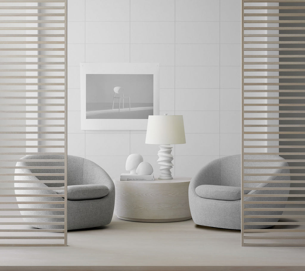 Karissa Medium Table Lamp | Plaster White | Linen Shade