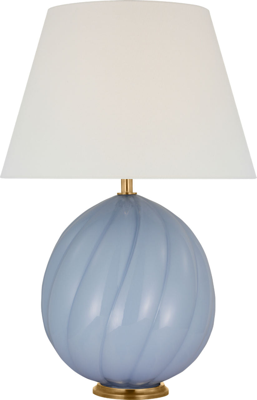 Talia Medium Cordless Table Lamp | Blue | Linen Shade