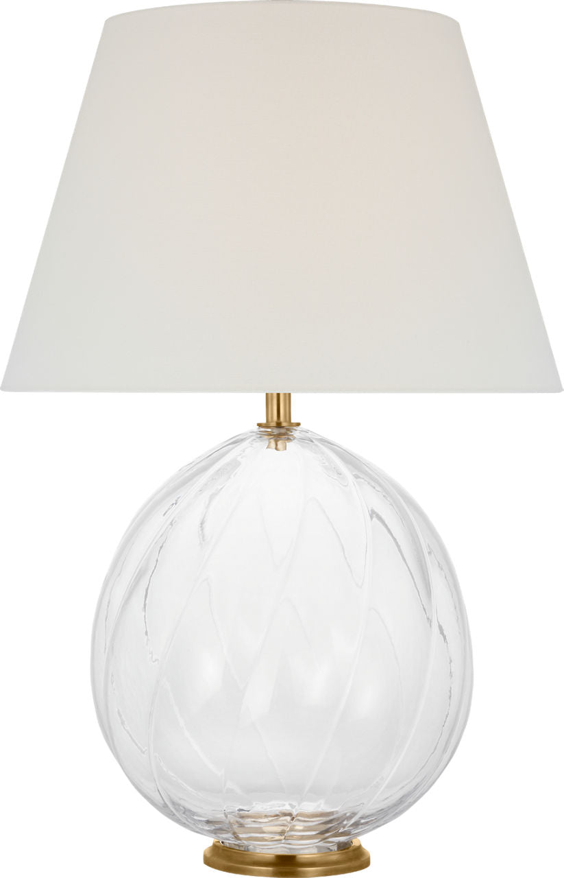 Talia Medium Cordless Table Lamp | Clear Glass | Linen Shade