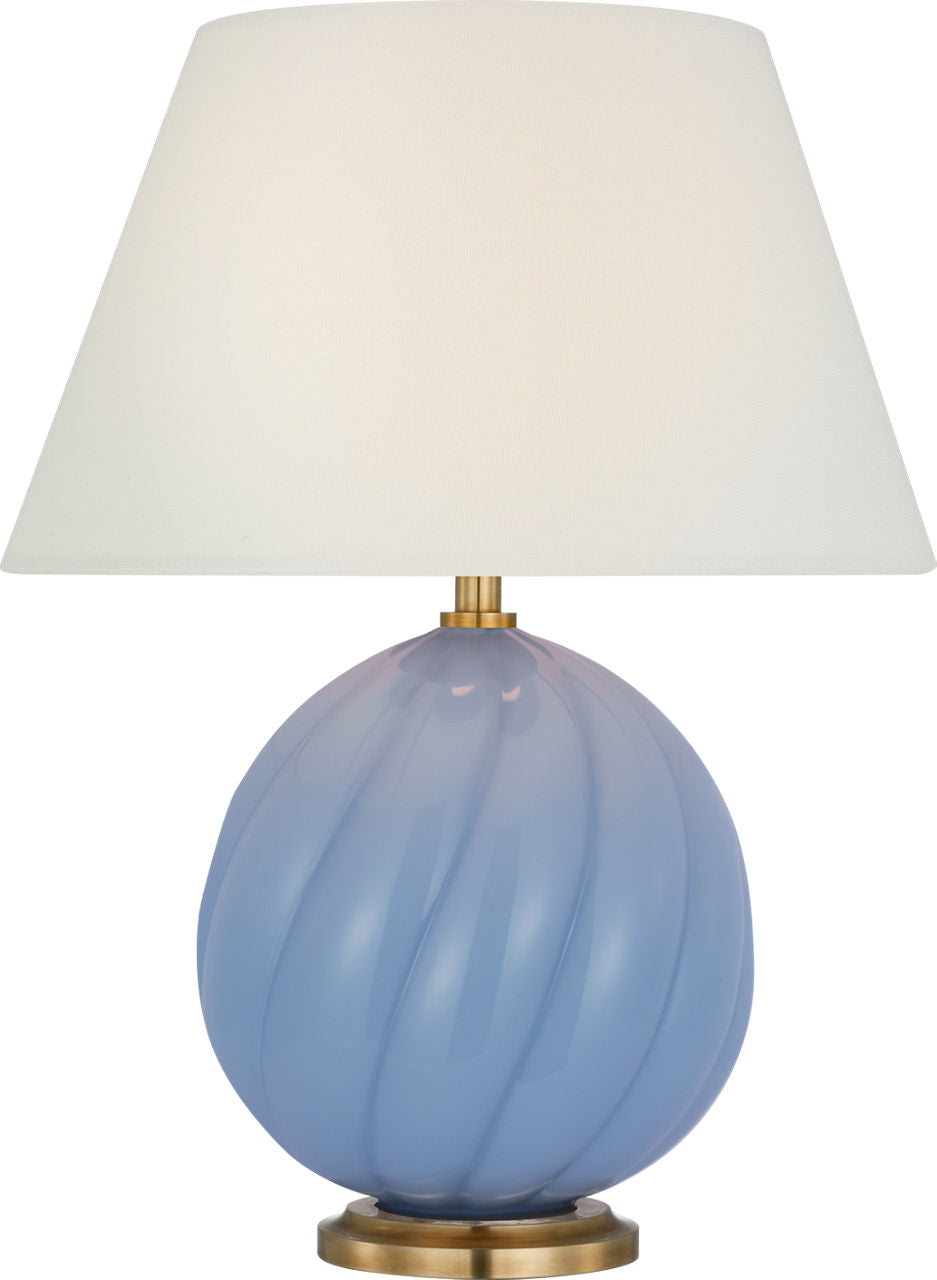 Talia 13" Cordless Accent Lamp | Blue | Linen Shade