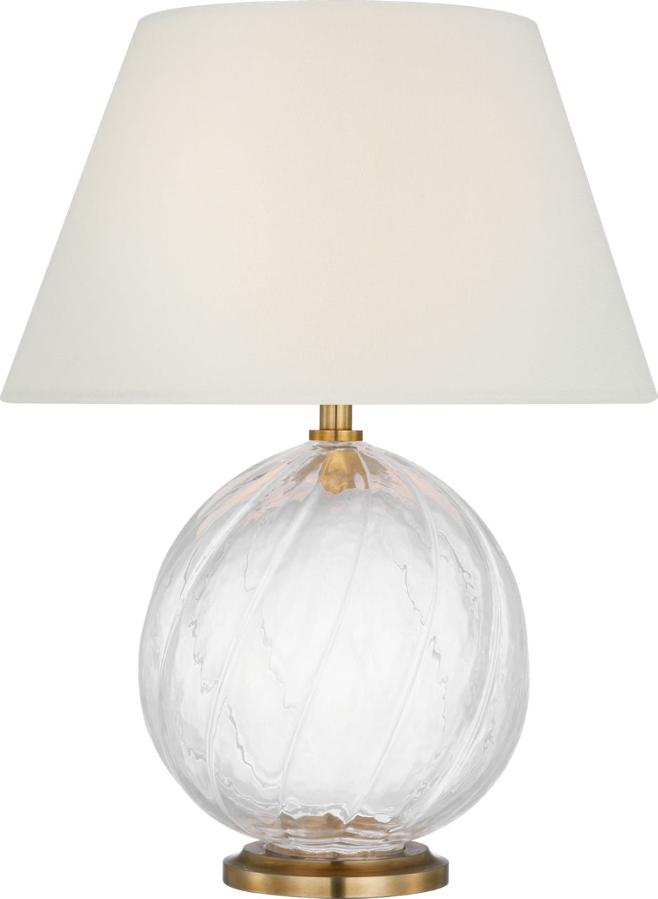 Talia 13" Cordless Accent Lamp | Clear Glass | Linen Shade