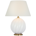 Talia 13" Cordless Accent Lamp | White Glass | Linen Shade