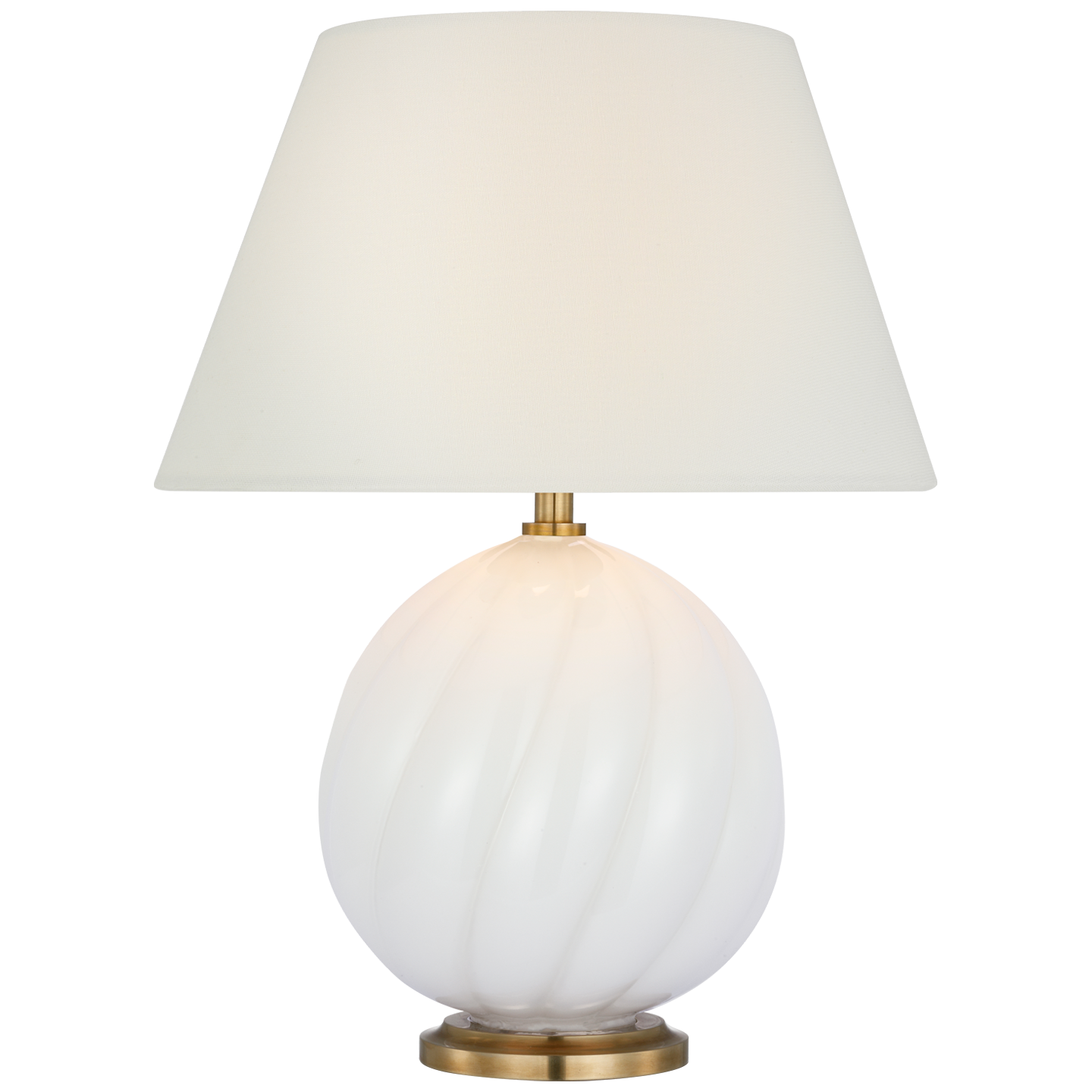 Talia 13" Cordless Accent Lamp | White Glass | Linen Shade