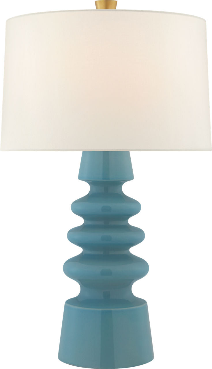 Andreas Medium Table Lamp | Blue Jade | Linen Shade