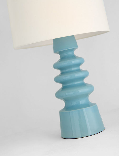 Andreas Medium Table Lamp | Blue Jade | Linen Shade
