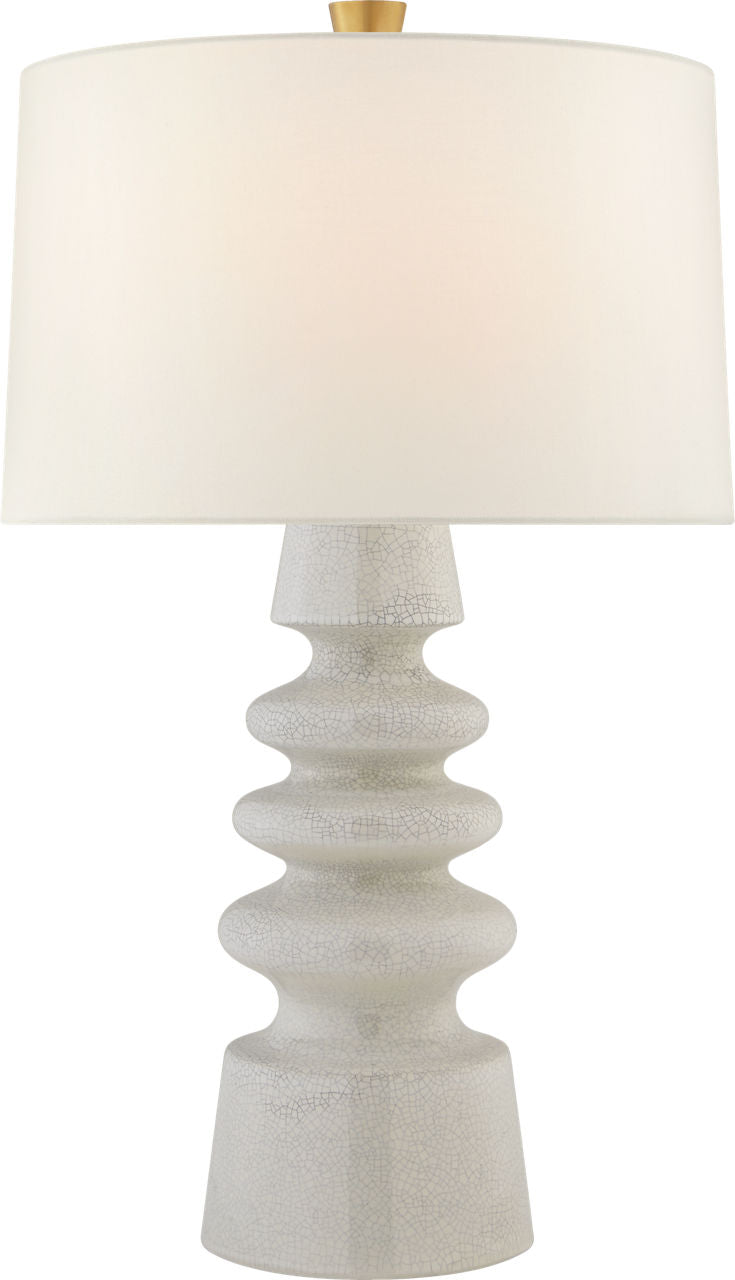Andreas Medium Table Lamp | White Crackle | Linen Shade