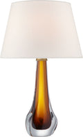 Christa Large Table Lamp | Amber Glass | Linen Shade