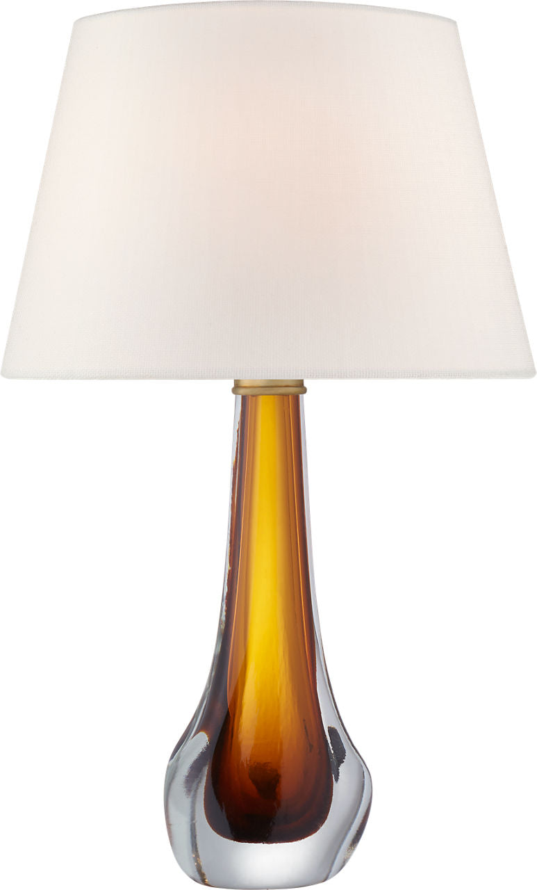 Christa Large Table Lamp | Amber Glass | Linen Shade