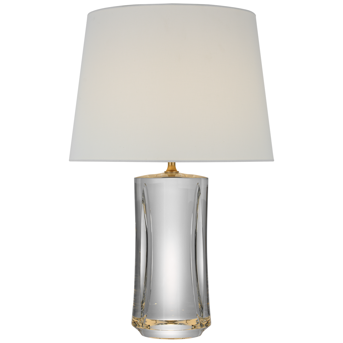 Figlia 27" Cordless V-Cut Round Table Lamp | Crystal | Linen Shade