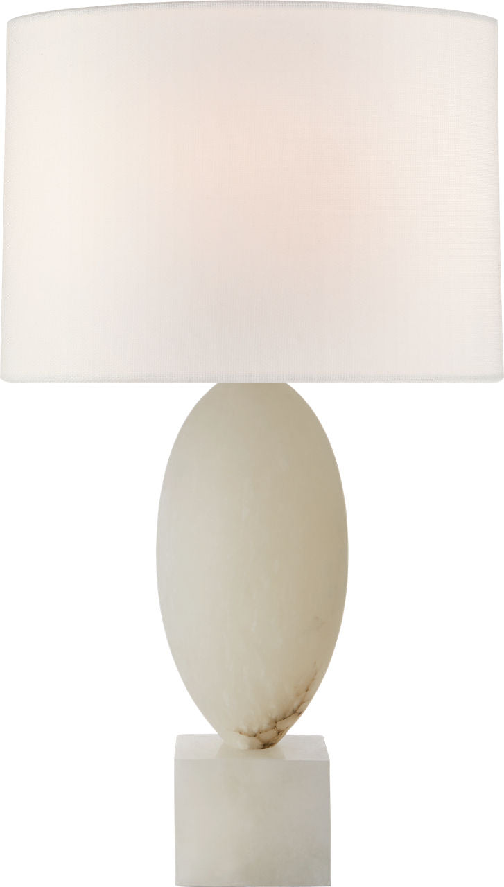 Versa Large Table Lamp | Alabaster | Linen Shade